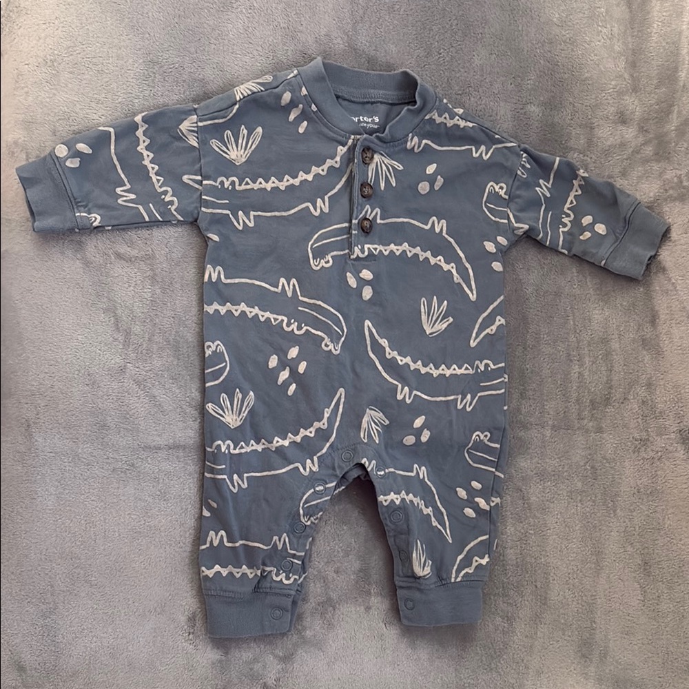 Carter's Blue Dinosaur Fossil Footie One Piece